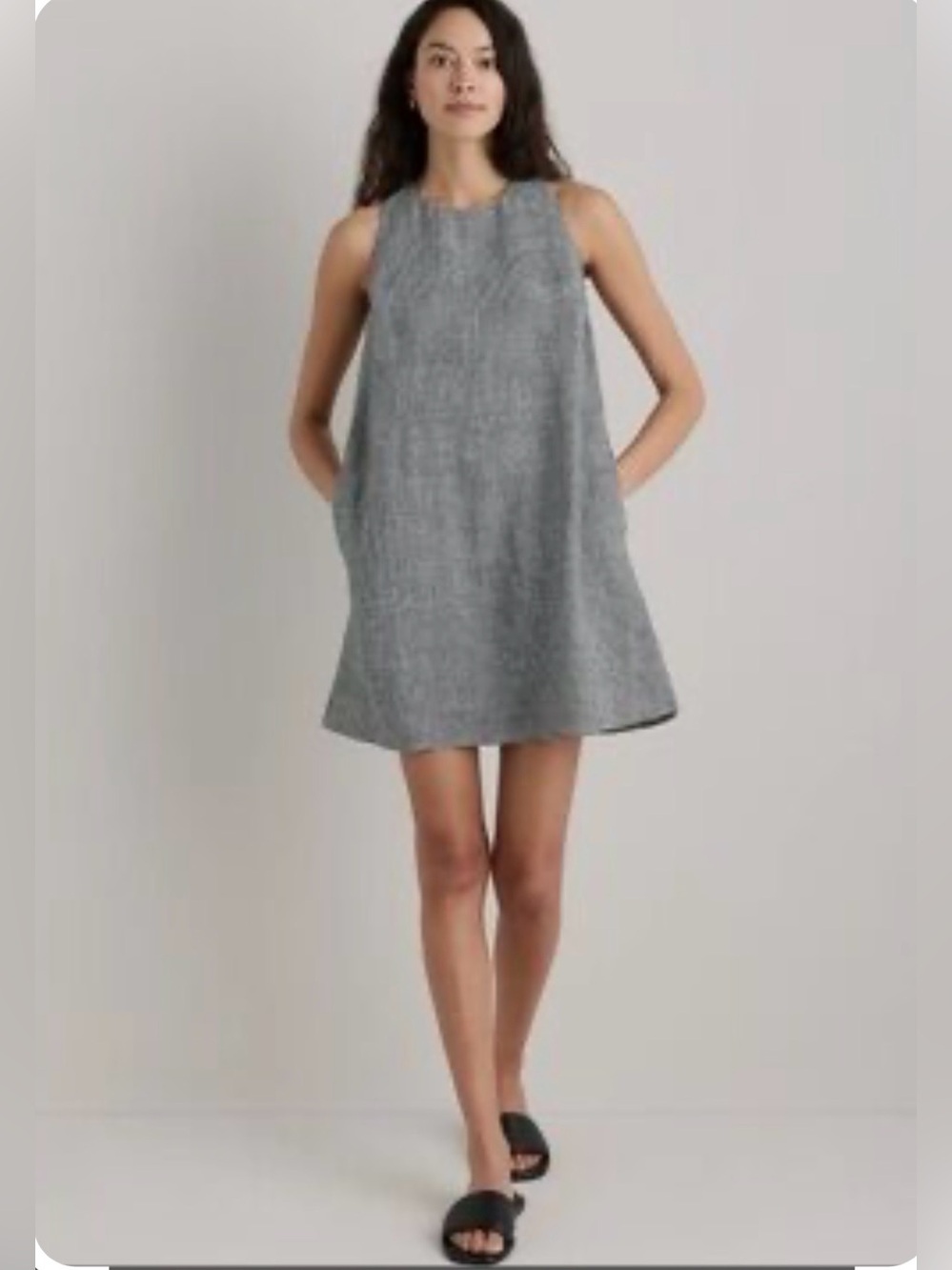 Madewell Gray Sleeveless Mini A-Line Dress - Picture 1 of 8